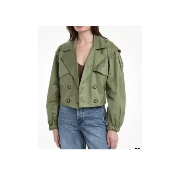 Free People Jackets & Blazers - Free People Women's Looking Glass Trench Coat  Green Size S‎